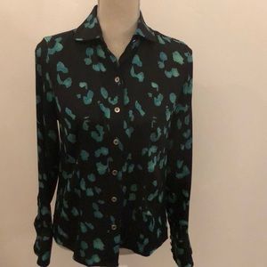 Rachel Roy Silk blouse,0,black/teal, NWOT,beauty